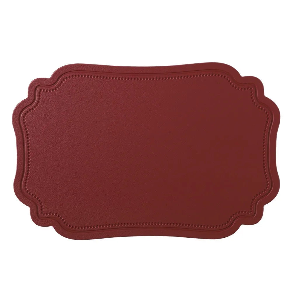 4 Piece Household Retro Irregular Tableware Pad Waterproof PU Leather Place Mat Washable Non-slip Table Mat Banquet