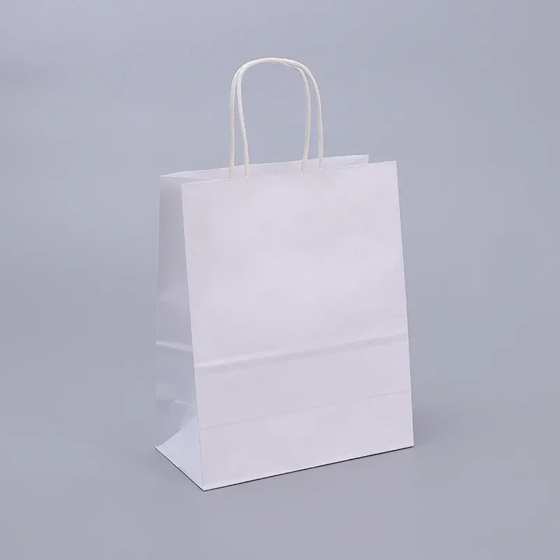 Kraft Paper Gift Bags With Handles 10/20/30/50/100PCS Shopping Carry Craft Brown White Bag Party Christmas Supplies