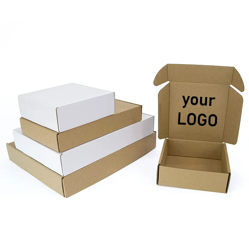 10 corrugated cardboard envelope boxes, cardboard shipping boxes, shipping boxes, kraft paper packaging boxes, customizablelogos