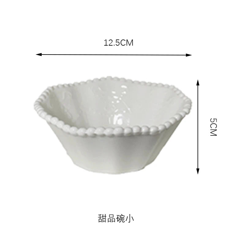 Ceramic Pearl Plates & Bowls Set - Practical Breakfast Tableware, Perfect for Modern Home Dining & Daily Use