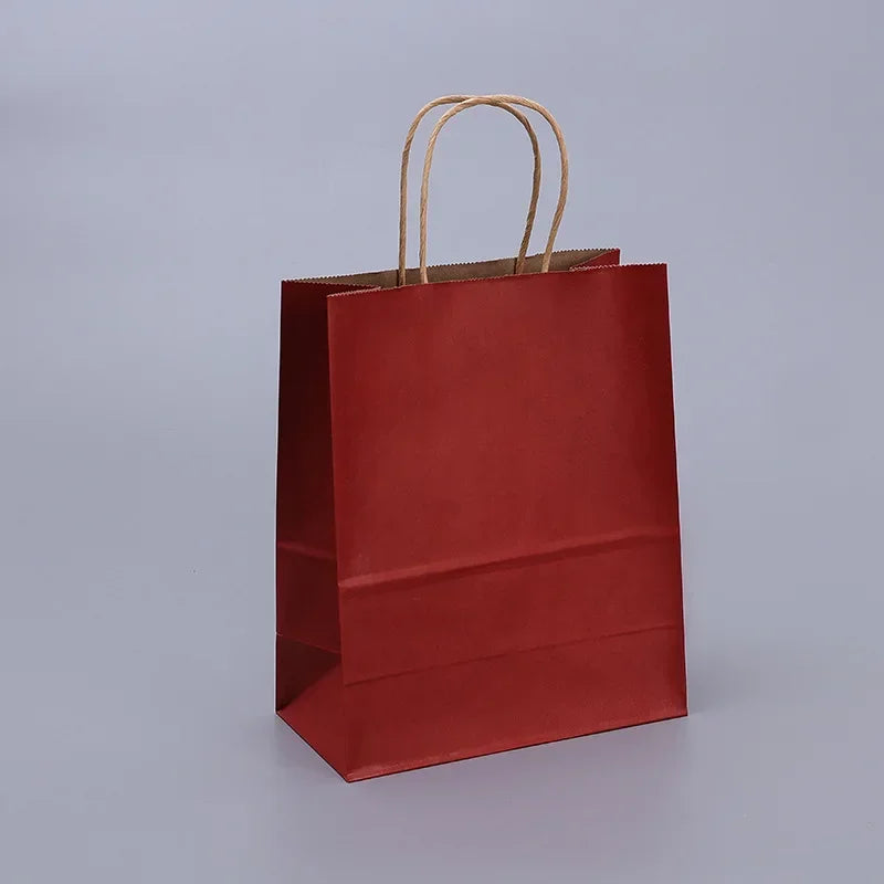 Kraft Paper Gift Bags With Handles 10/20/30/50/100PCS Shopping Carry Craft Brown White Bag Party Christmas Supplies