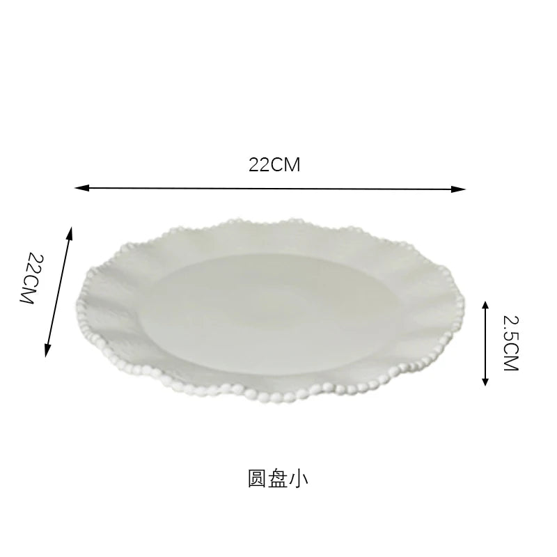 Ceramic Pearl Plates & Bowls Set - Practical Breakfast Tableware, Perfect for Modern Home Dining & Daily Use