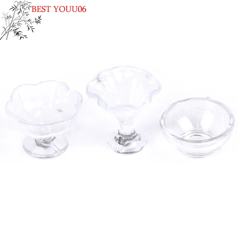 (YOUU06)17Pcs/Set 1:12 Dollhouse Miniature Transparent Tableware DIY Kitchenware Toys