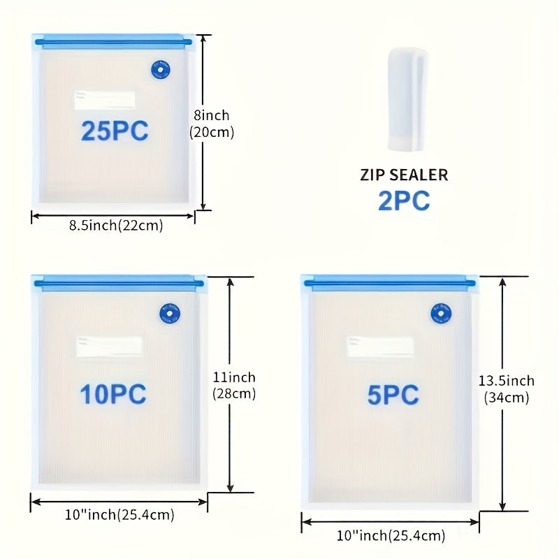 40pcs Vacuum Sealed Pockets, Reusable BPA Free Food Bags, Transparent Food Grade Storage Bags, 3 Sizes, Used for Meat, Fruits, Grains, And Vegetables, Kitchen Storage Boxes And Storage, Household Kitchen Storage Items