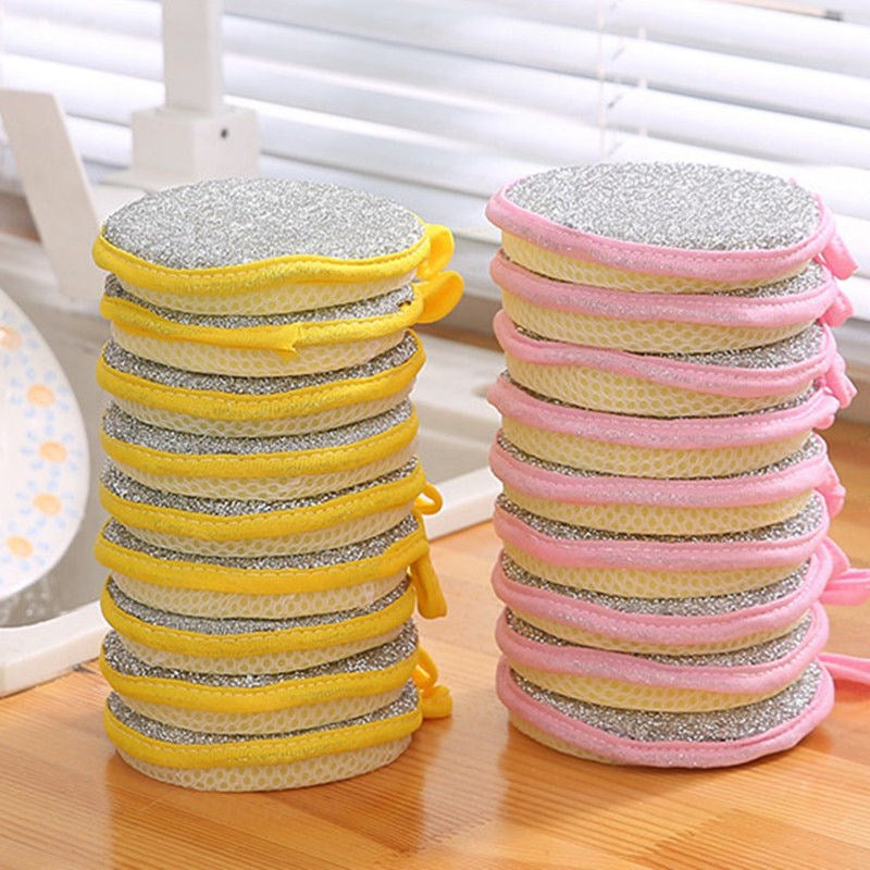 5/10pcs Double-Sided Dishwashing Sponges for Pots and Pans - Effortless Kitchen Cleaning with Durable Polyester Sponges